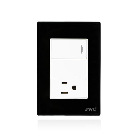 PLACA CON INTERRUPTOR SENCILLO Y UN TOMA CORRIENTE