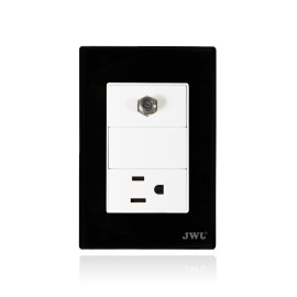 PLACA CON TOMA TV COAXIAL Y UNA TOMA CORRIENTE