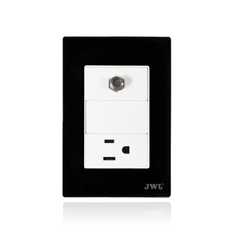 PLACA CON TOMA TV COAXIAL Y UNA TOMA CORRIENTE