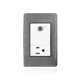 PLACA CON TOMA TV COAXIAL Y UNA TOMA CORRIENTE