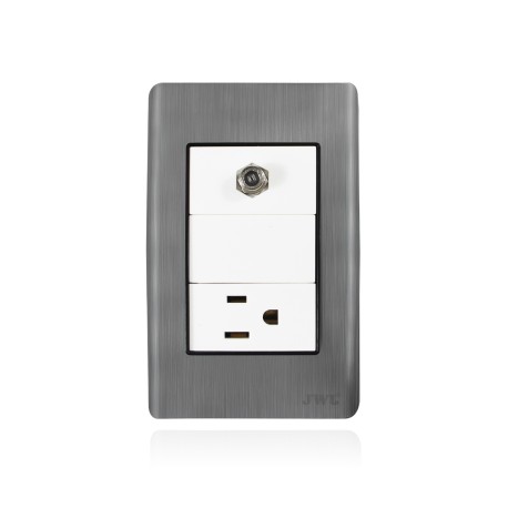 PLACA CON TOMA TV COAXIAL Y UNA TOMA CORRIENTE