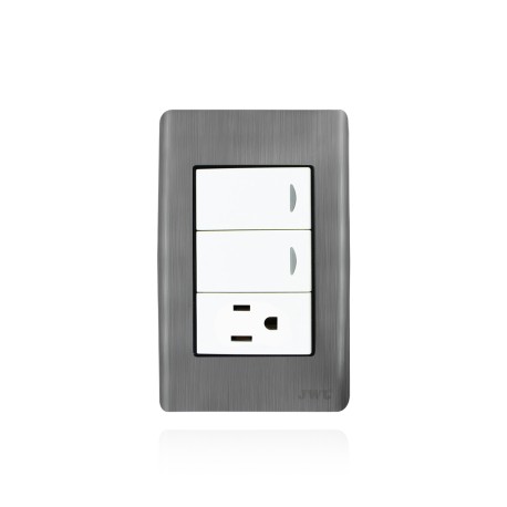 PLACA CON 2 INTERRUPTORES Y UN TOMA CORRIENTE (JTL-E7551)