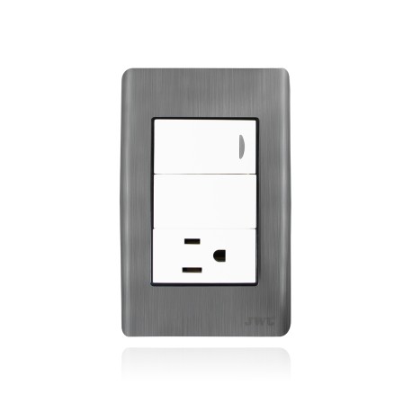 PLACA CON INTERRUPTOR SENCILLO Y UN TOMA CORRIENTE
